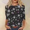 Women's Fashion Casual Seven Sleeve Christmas Printed Round Neck Top