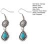 1 Pair Women Hanging Earrings Retro Anti-allergy Bohemian Style Flower Stone Shape Electroplated Faux Turquoise Ear Jewelry Prom Long Hook Earrings