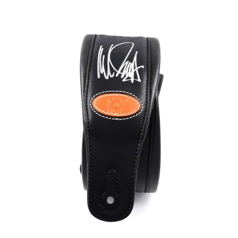 Кожаный ремень для электрогитары с подписью Нила Зазы. Широкий утолщенный ремень для бас-гитары.