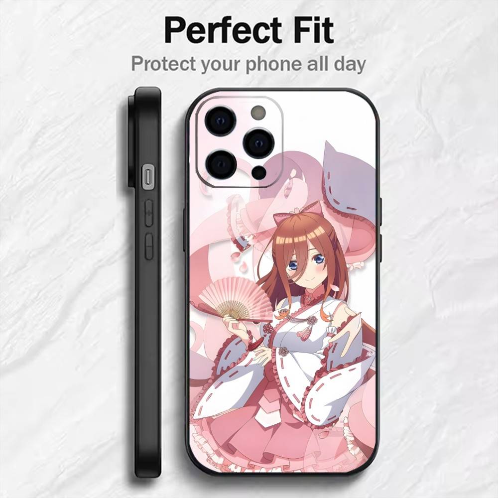 Чехол для телефона QQ M-Miku Накано 5-невест Для iPhone 17, 16, 15, 14, 13, 12 Plus, Max Мягкий силиконовый черный чехол