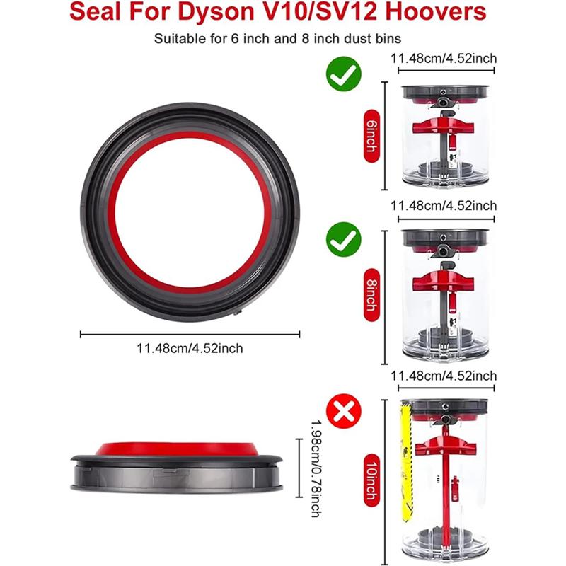 A65T-Верхнее уплотнительное кольцо контейнера для пыли для пылесоса Dyson V10 SV12, запчасть, аксессуары