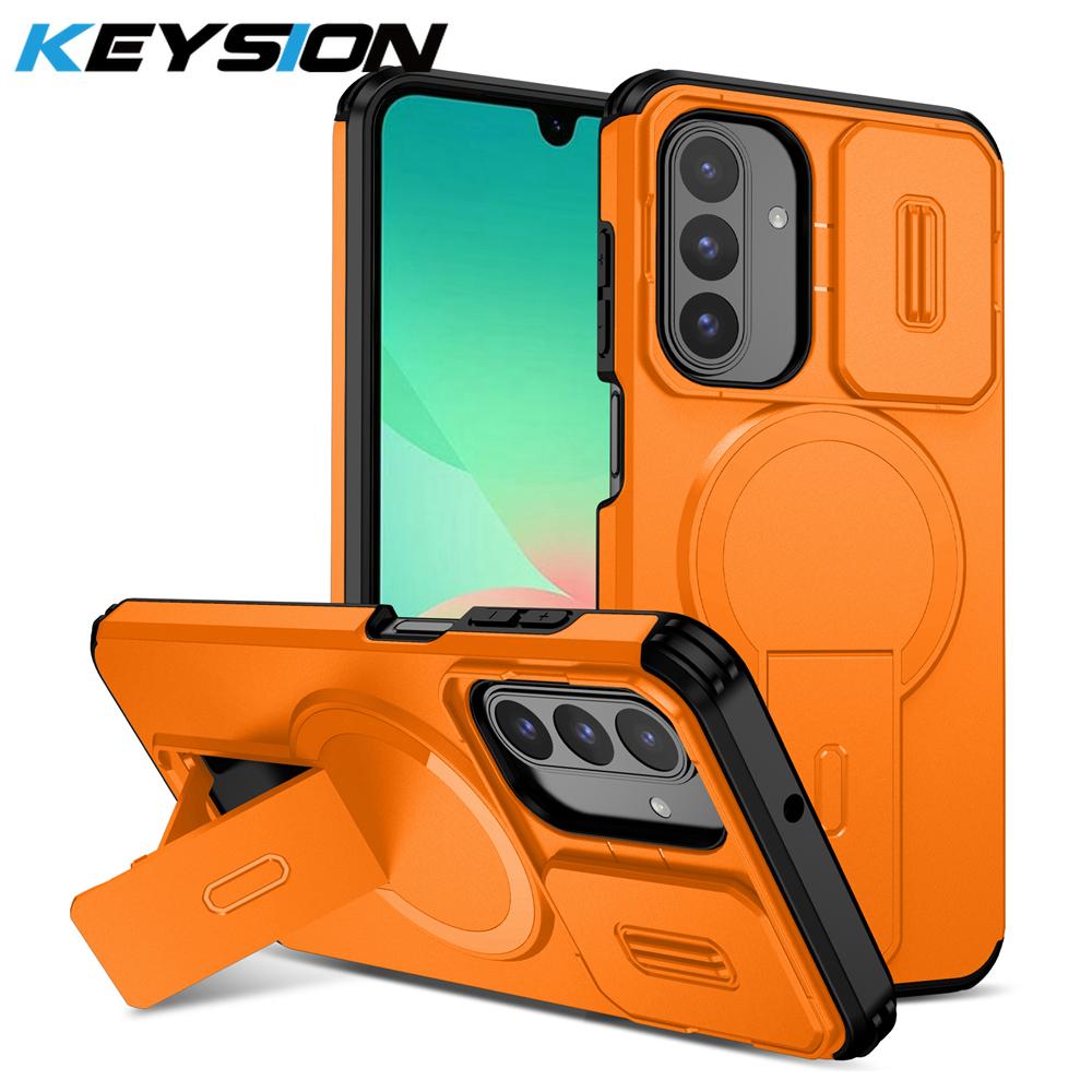 KEYSION Противоударный магнитный чехол для Samsung A17 4G 5G с выдвижной защитой камеры и подставкой, задняя крышка для телефона Galaxy A26 5G
