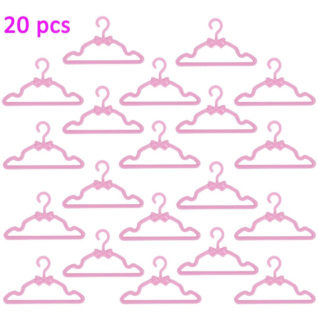 20 Pcs Doll Hangers Plastic Clothes Holder for Barbie Doll Accessories Kid Toy
