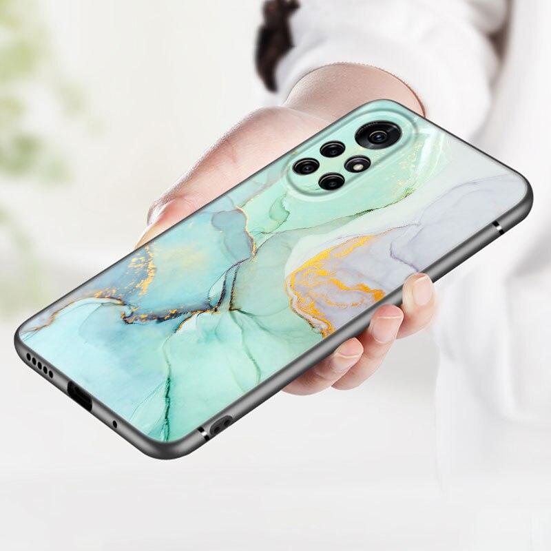 Винтажный мраморный чехол для телефона Huawei Honor 60 50 SE 30S Mate 30 20 10 Lite 40 Nova 9 8 Pro Y60 8i 7i 7SE 5T, черный чехол премиум-класса