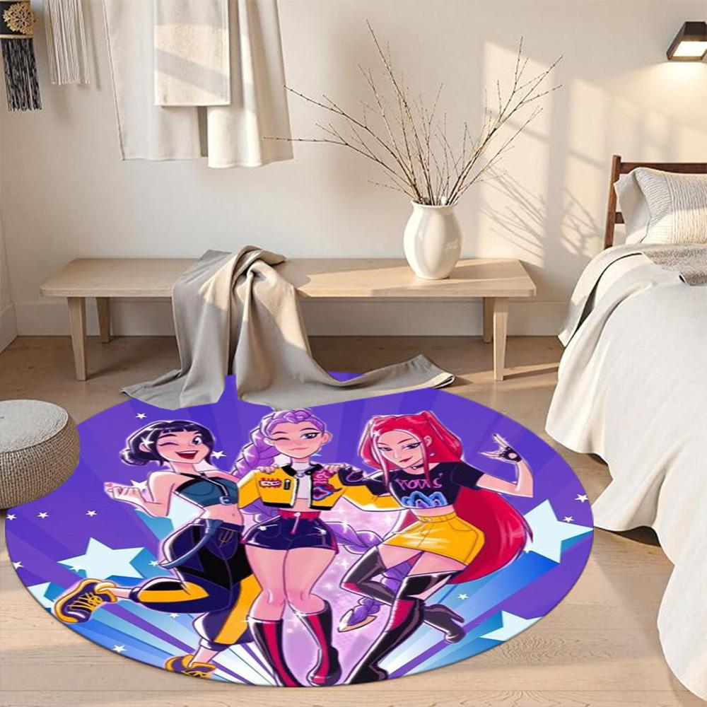K-pop Round Area Rug Suitable for Foyer Dormitory Playrooms Dining Room Antislip Round Carpet Office home decor Best for Christmas