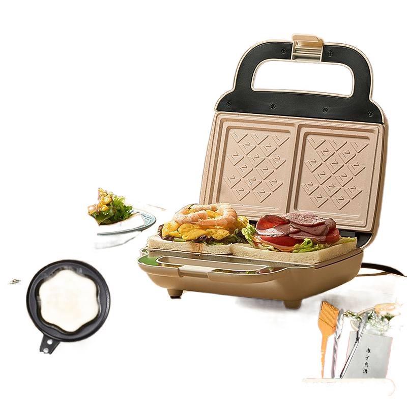 Double-Plate Breakfast & Waffle Maker: Multi-Functional Sandwich & Bread Machine for Home Use.