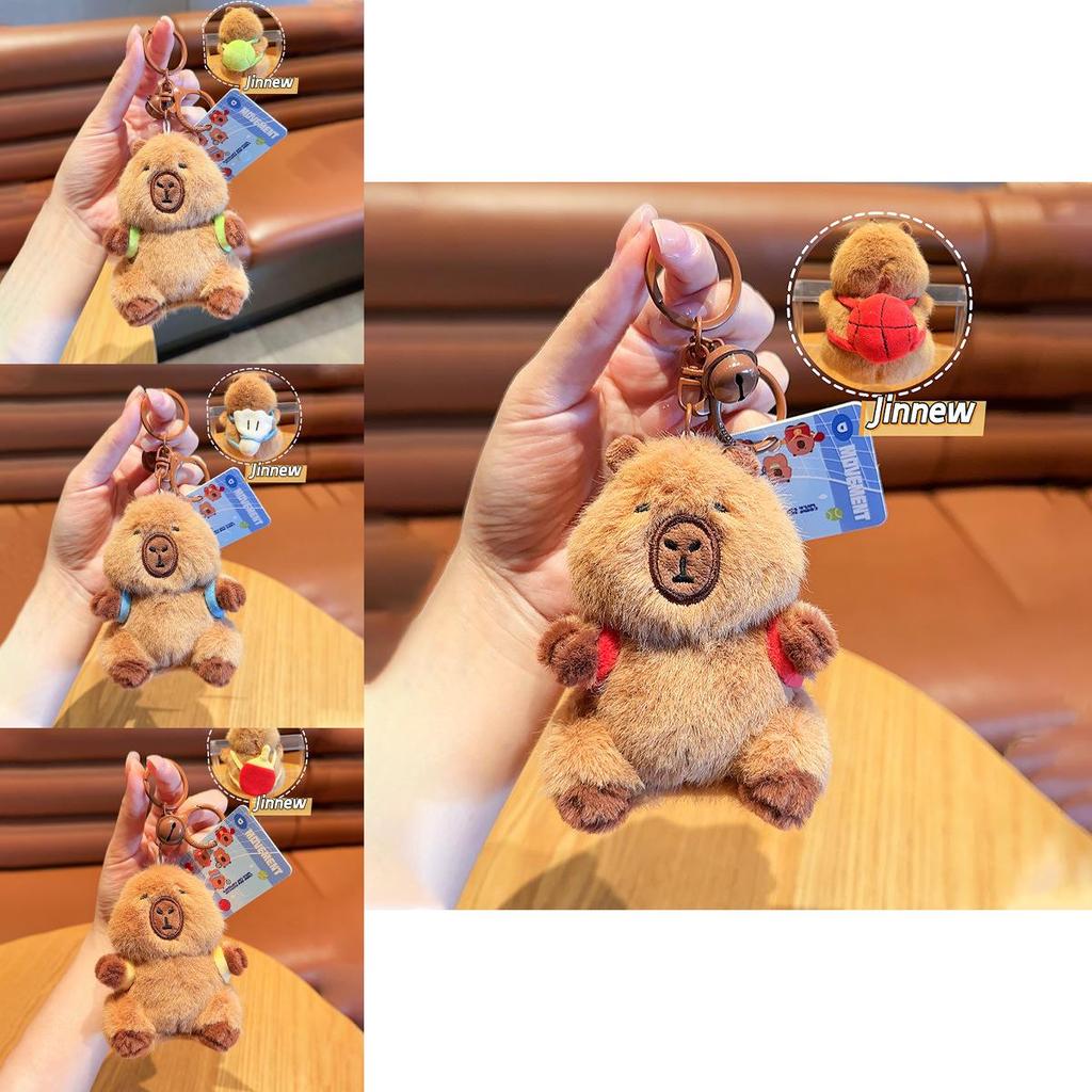 Capybara Plush Backpack Keychain With Sports Theme For Gift