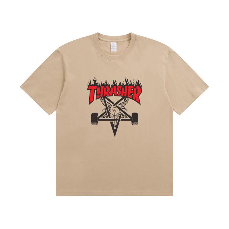 A1-07 Летняя футболка Thrasher с принтом букв для мужчин и женщин, оверсайз, хлопок, короткий рукав, повседневная уличная футболка