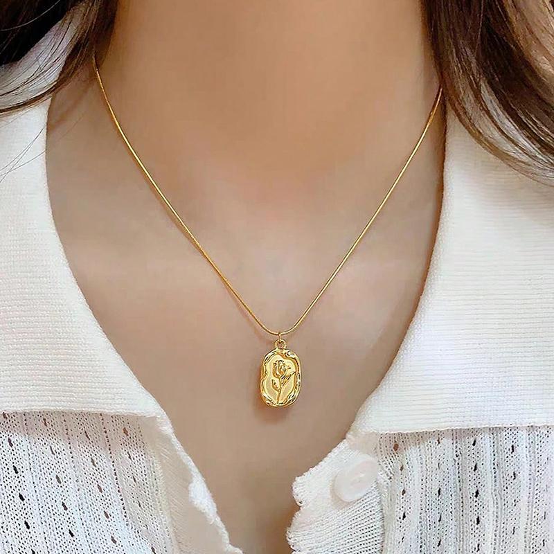 1 шт. Ожерелье женское позолоченное новое рельефное колье в виде тюльпана французская винтажная цепочка на ключицу нишевый дизайн высокого качества два цвета