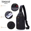 Сумка на слинге TINYAT для 7,9 Pad, черная повседневная функциональная мужская нагрудная сумка, двойной разъем для наушников, мужские сумки через плечо, сумка-мессенджер
