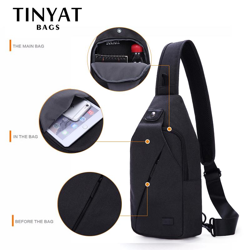 Сумка на слинге TINYAT для 7,9 Pad, черная повседневная функциональная мужская нагрудная сумка, двойной разъем для наушников, мужские сумки через плечо, сумка-мессенджер