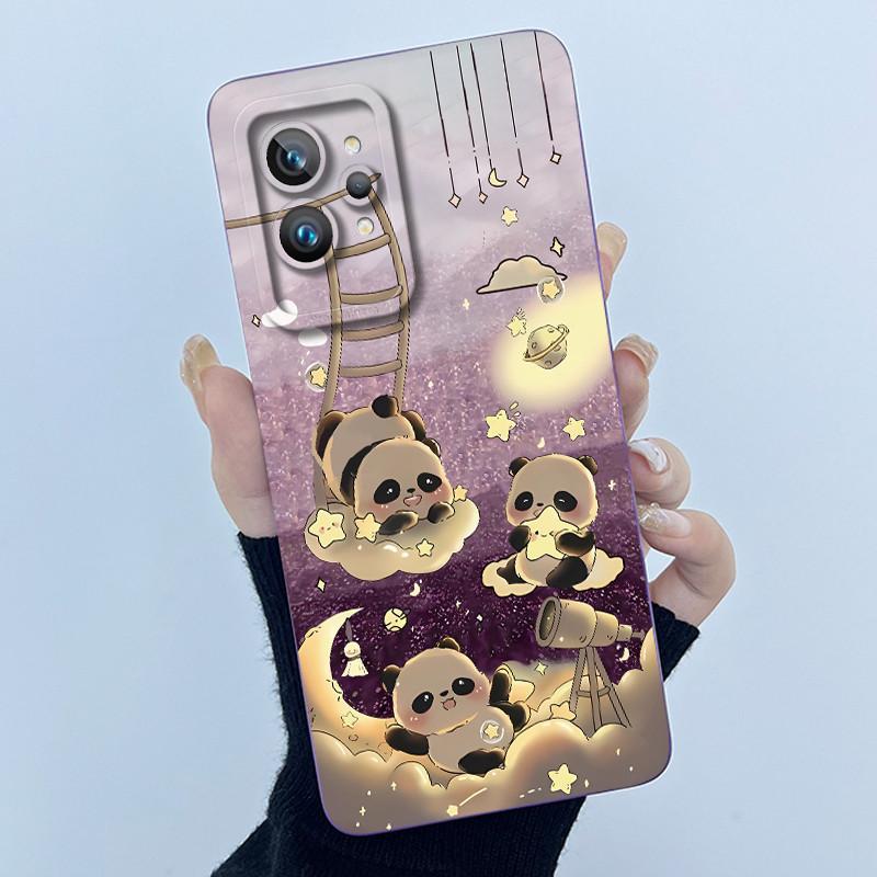 For Realme GT 2 Pro Phone Case Cute Panda Girl Cats Liquid Silicone Camera Protection Back Cover For Realme GT2 Pro GT2Pro Funda