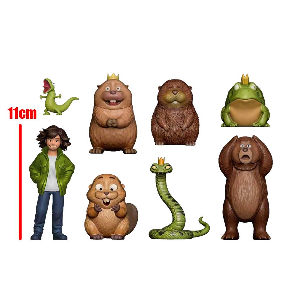 8Pcs Pixar Hoppers Beaver Transformation Plan Action Figures Cute Cartoon PVC Model Toy Gift for Kids