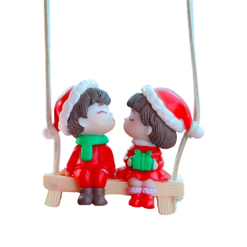 Festival Swinging Santa Auto Mirror Hanging Decoration Resin Christmas Ornament For Car Home Decoration