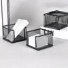 Note Pad Storage Box Fine Mesh Large Capacity Easy Access Black Heavy Duty Metal Desktop Memo Pad Sticky Note Organizer Home Supplies