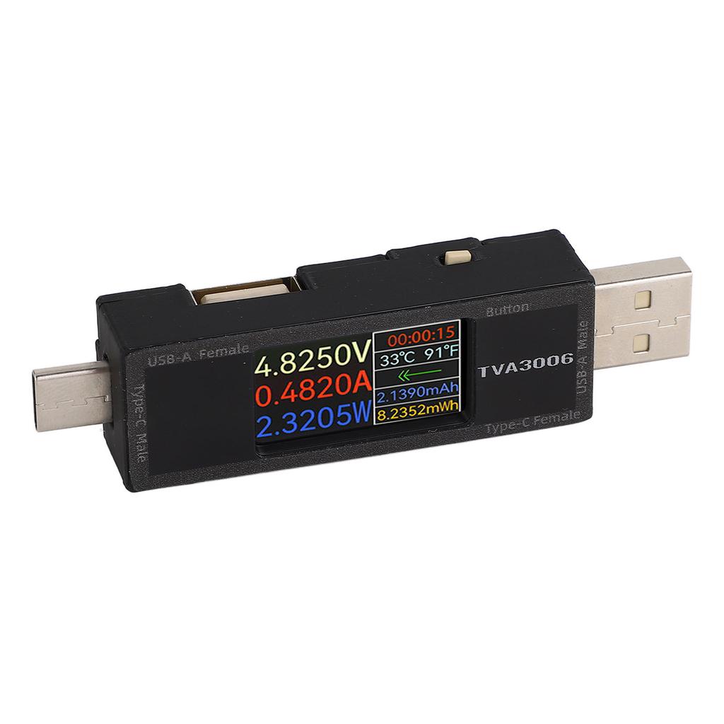 USB Voltage Current Meter USB A Type C Power Tester for Electronics Digital Devices DC4.5-30V 0-15A
