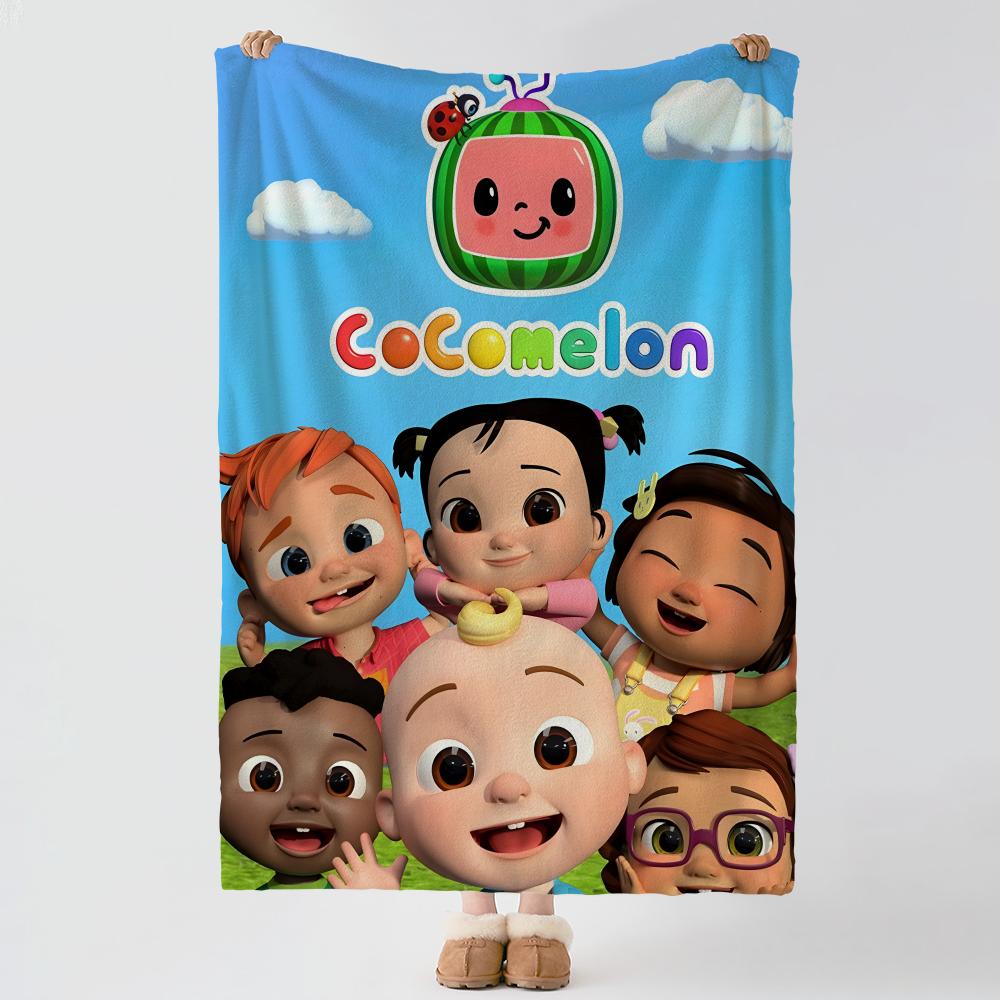 Мультяшное одеяло C-Cocomelon-n, плотное, мягкое, фланелевое, для использования в помещении и на улице, для ежедневного сна