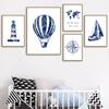 World Map Hot Air Balloon Sailboat Compass Retro Wall Art Nordic Posters Painting Cartoon Pictures Kids Room Decor Canvas Prints