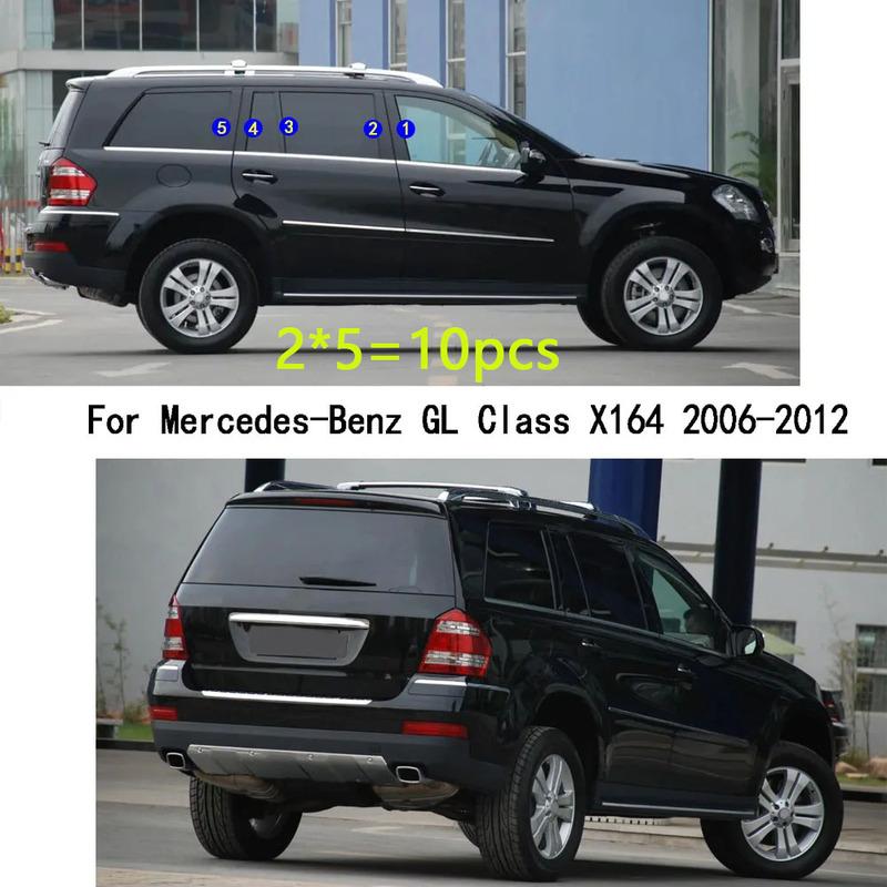 Car TPU/Glossy Mirror Pillar Post Cover For Mercedes-Benz GL Class X164 2006 2007 2008-2012 Door Trim Window Molding Sticker