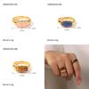 Trendy Women's Stainless Steel Ring Stylish Geometric Shape With Natural Stone Inlay