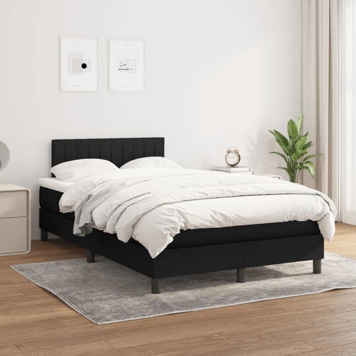 Maison Exclusive - Sommier à lattes de lit avec matelas noir 120x190 cm tissu