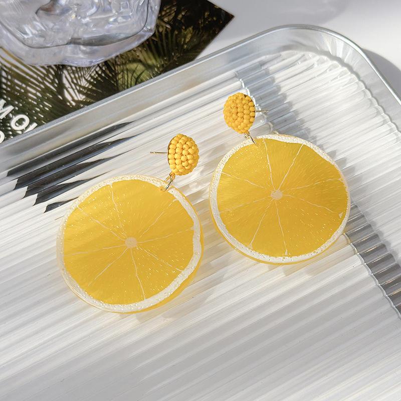 Акриловые Фрукты Лимон Питайя Клубника Большие Висячие Серьги Для Женщин Тенденция Роскошь Шарм Элегантные Особые Летние Украшения