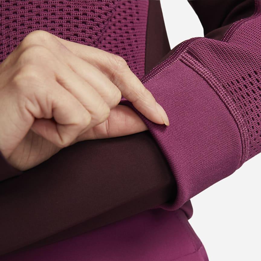 Nike Толстовка с длинным рукавом Therma-FIT ADV с цветным блоком и логотипом, воротником-стойкой, полумолнией, женская толстовка Purple Wood DV9808-653