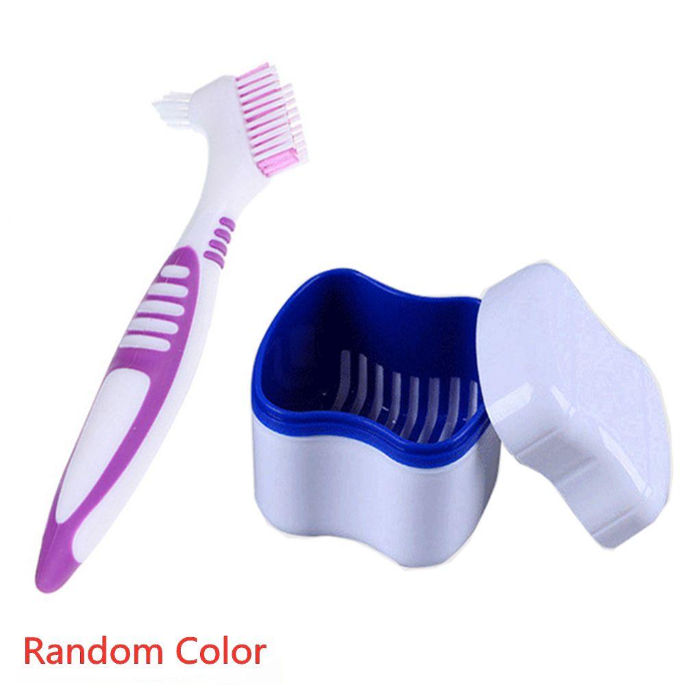 Инструмент Двухслойный контейнер для зубных протезов с корзиной Футляр для зубных протезов Коробка для зубных протезов Ванна для чистки Щетка