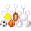 Creative Cartoon Sports PU Ball Keychain Simulated Mini Ball Keyring Pendant Boyfriend Gift Souvenir Novelty Toy Ornament Rugby Baseball Basketball