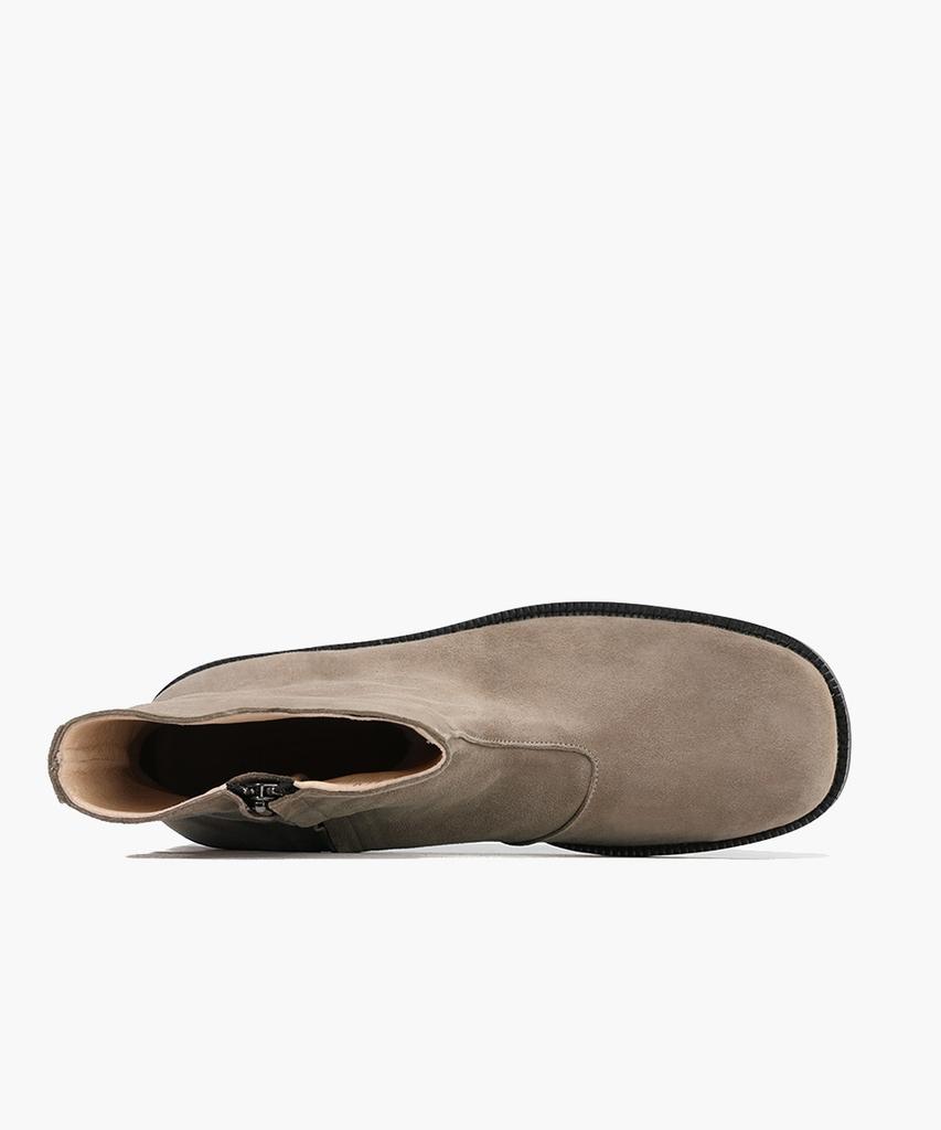 Firenze Atelier [Vibram] Minimal Line Suede Hidden Zipper Zip-Up Boots 9800-Qs [Ash Beige]