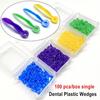 400pcs Dental Wedge with Hole Disposable Diastema Tooth Wedge Medical Plastic Arc Concave Design Dentist Tool