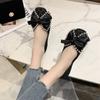 Fashion Square Toe Ladies Footwear Pearl With Bow Slip-on Women's Flat Shoes Spring Comfortable Elegant High Quality Fashion Shoe Sale