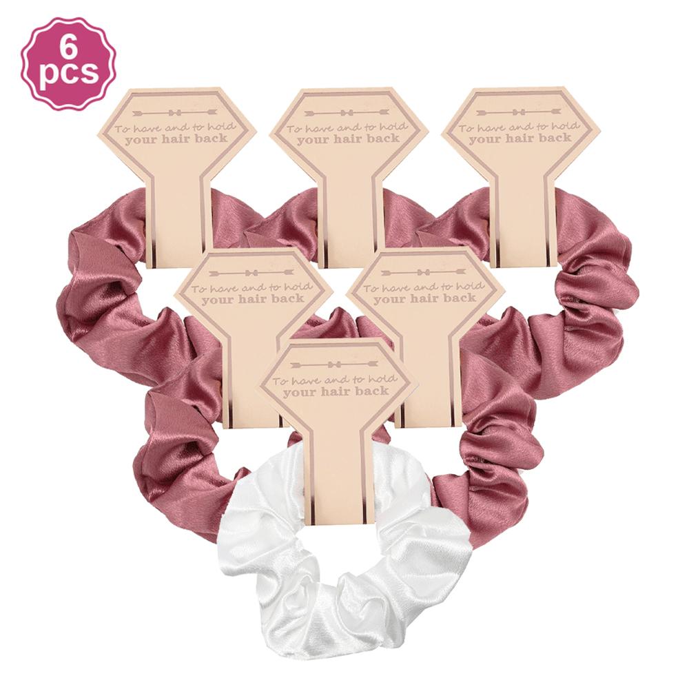 6Pcs Bridesmaid Gifts Satin Hair Ties Scrunchies Elastic Intestine Hairbands Wedding Bachelorette Party Favors Women Accessories