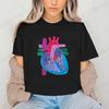 Graphic Heart Anatomy Funny Print T-Shirt Short Sleeve Casual Top for Summer Cardiologist Anatomical Heart Women Shirt Clothing