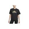 Nike Футболка Dri-FIT Trail с принтом букв и круглым вырезом, короткими рукавами, женская, черная, DX7897-010