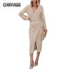 Spring and Autumn Women's Long Dress Elegant Temperament V-neck Knitted Dresses