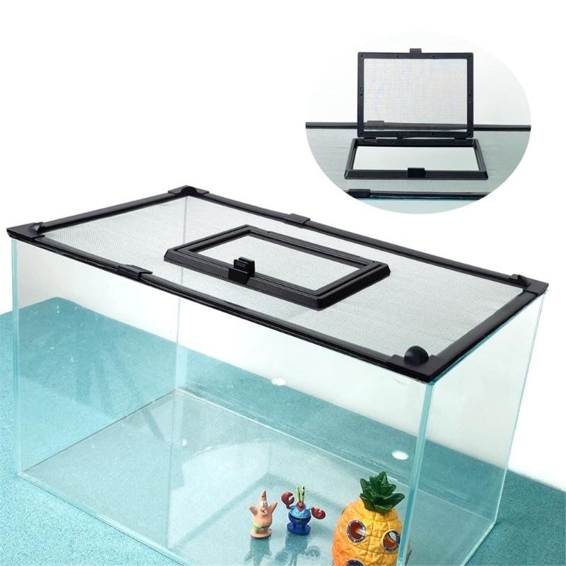 Replacement Magnetic Fish Tanks Guard Net Prevents Jumping Includes Sturdy Mounting Holders