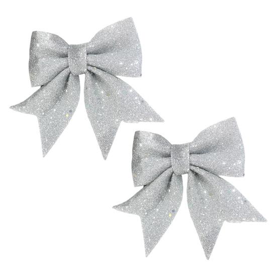 2 шт. Рождественский блестящий бант, многоразовый, сделай сам, украшение для рождественской елки, подарочной коробки, венка, праздничный, золотой порошок, пайетки, большой бант, товары для вечеринки