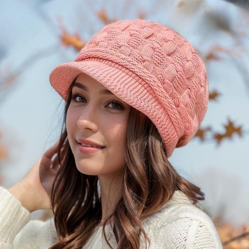 Women's Fashionable Winter Ear Protection Cashmere Wool Hat with Velvet Lining