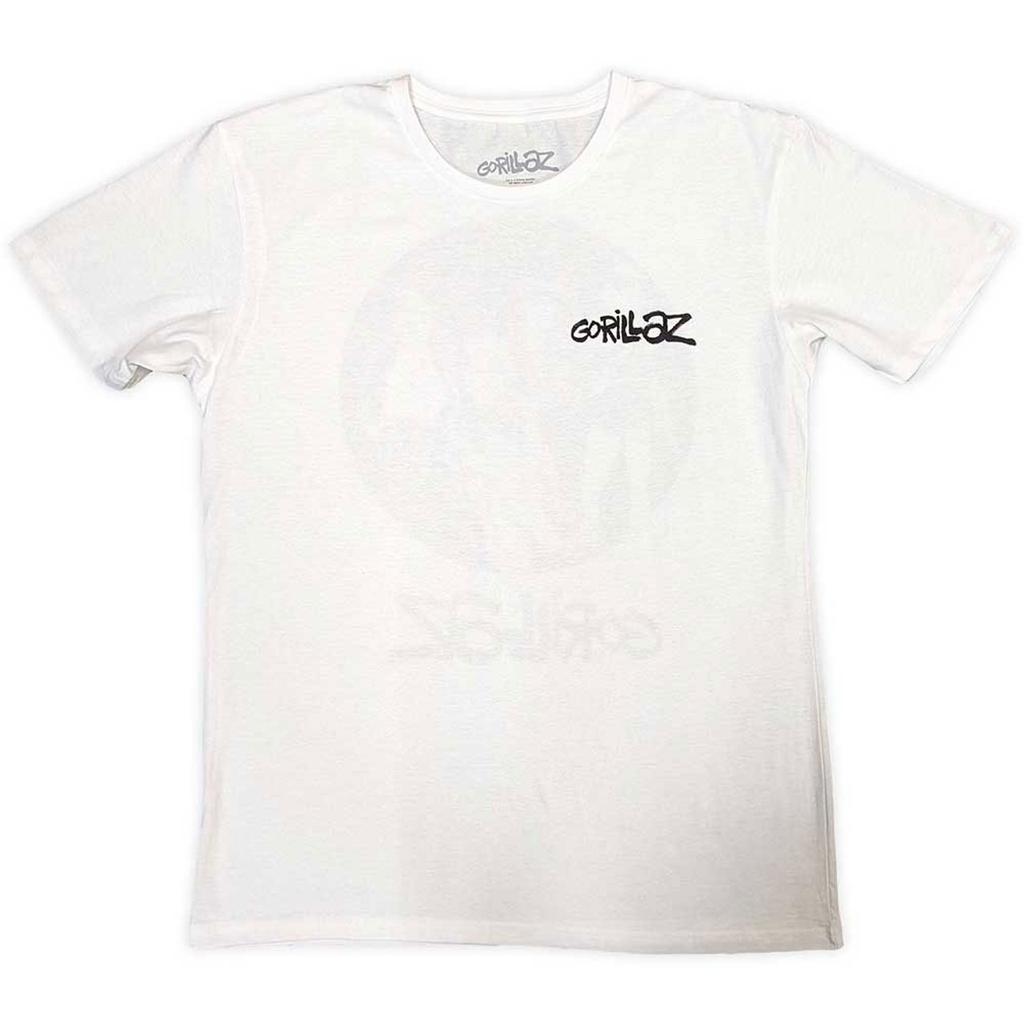 Gorillaz Unisex Adult Song Machine Brush Back Print Logo T-Shirt