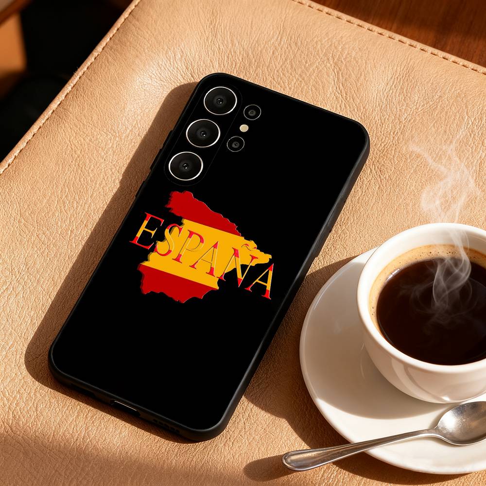 Чехол для телефона с флагом Испании для Samsung S26, S25, 24, 23, 22, 30, 21, 10, 9, Ultra, Plus, Lite, FE, мягкий черный чехол