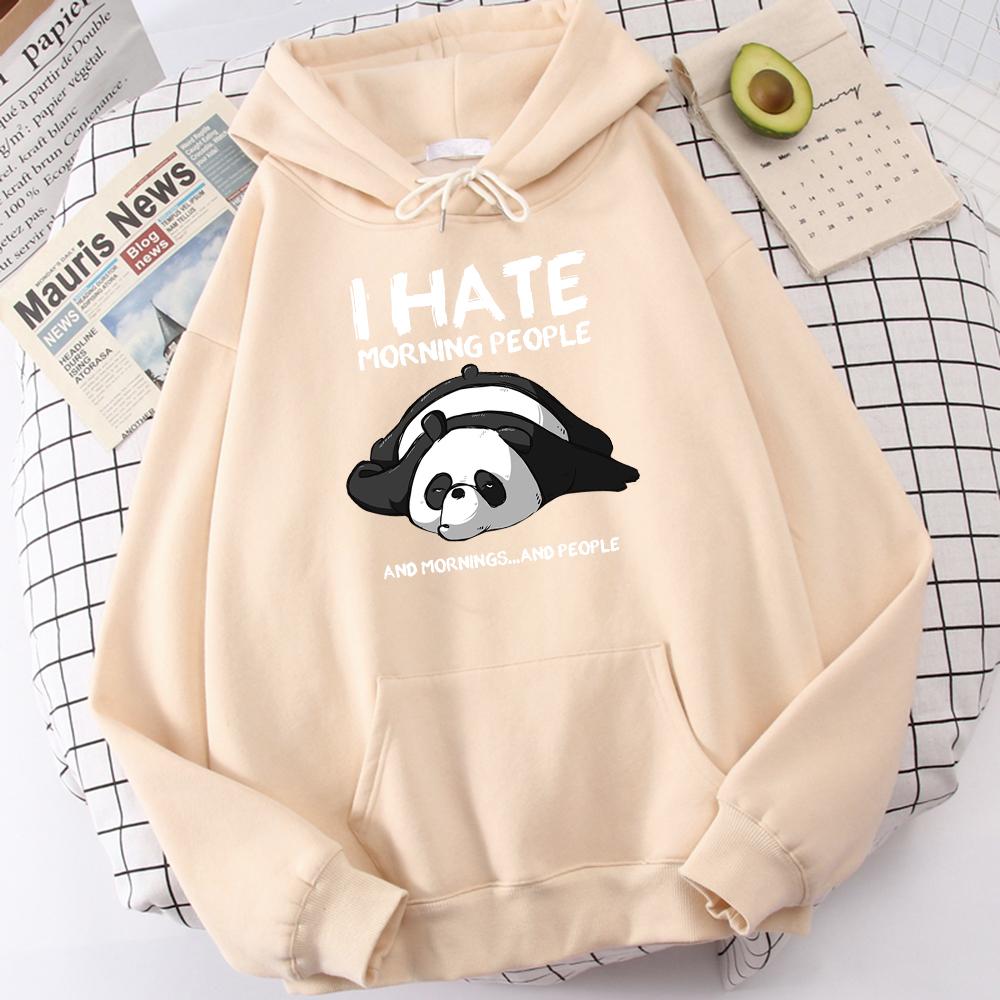 Ленивая панда, я ненавижу утренних людей, толстовка с принтом, женская повседневная модная толстовка с капюшоном, осенняя мягкая толстовка в стиле Харадзюку, теплая спортивная одежда для мужчин