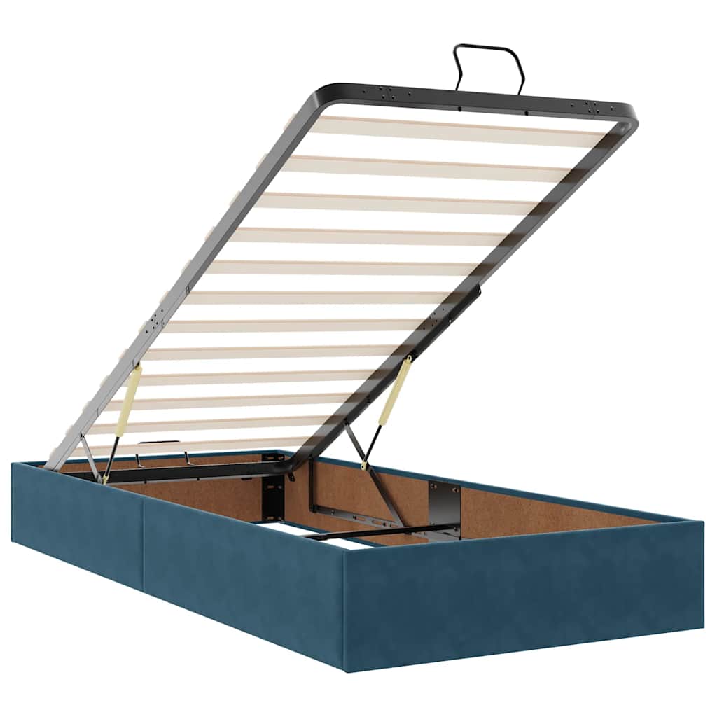 Ottoman Bed with Mattress Dark Blue 80x200 cm Velvet