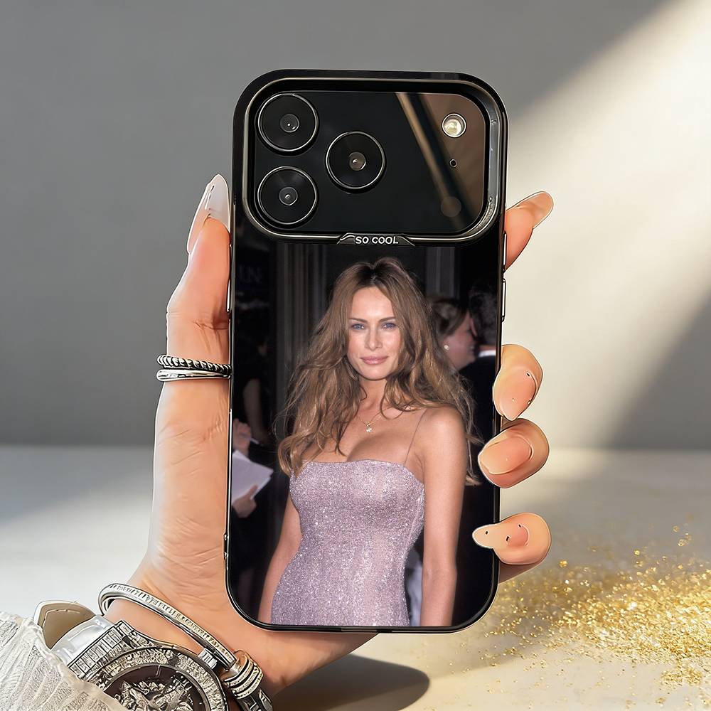 Fashion Model Melania First Lady Phone Case For iPhone17,16,15,14,13,12,11,Pro,MAX Gray Matte Silicone Black Cover