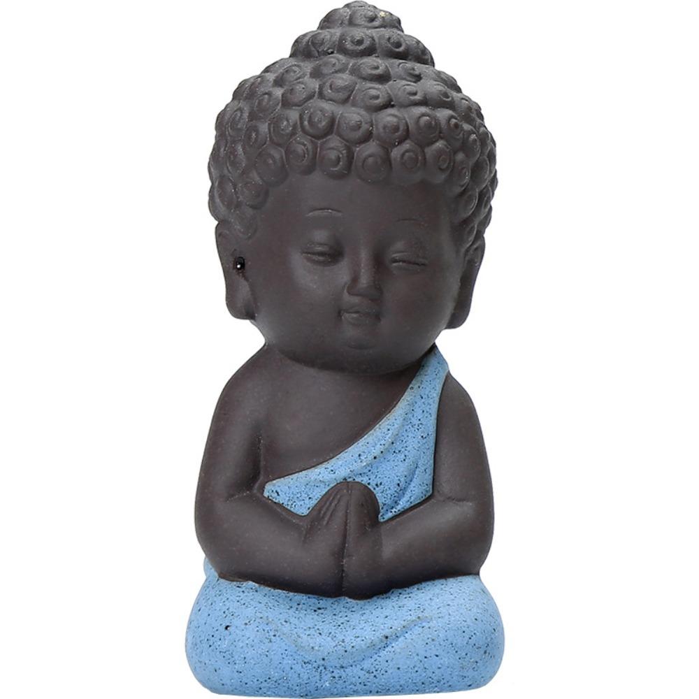 Статуя Будды в китайском стиле, симпатичные мини-фигурки монахов, садовые аксессуары, сидящие статуи, чайные игры