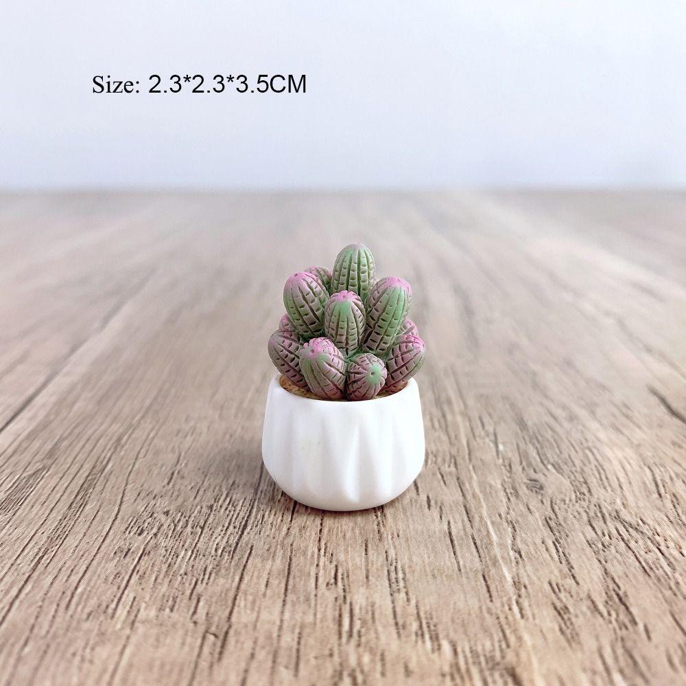 Mini Cute Succulent Plant Pots Resin Dollhouse Miniature Succulent Potted Cactus Car Ornament