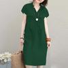 ZANZEA Summer Casual V-neck Short Sleeve Tunic Waist Shirt Dress