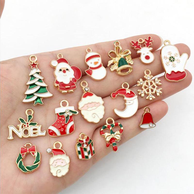 38Pcs Mixed Christmas Charms Enamel Pendants Diy Bracelet Jewelry Making Craft