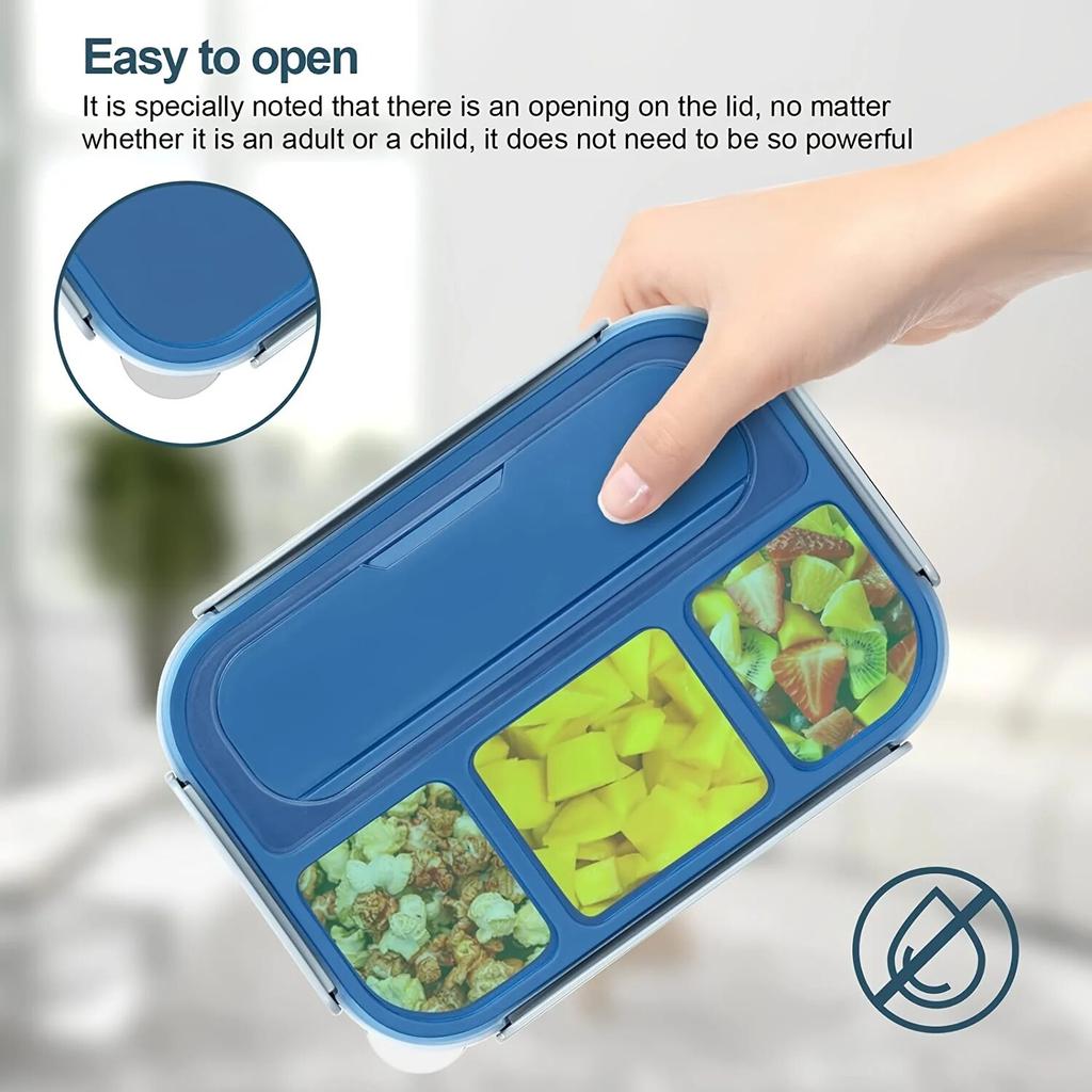1pc 1300ml Insulated Lunch Box 4 Compartments Plastic Microwavable Bento Box For Kids School Food Container Vacuum Flasks