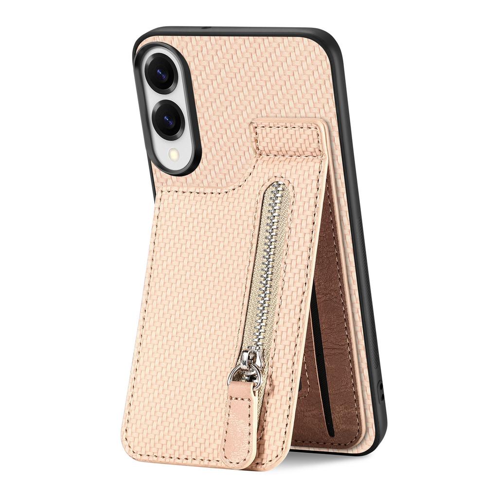 For Samsung Galaxy S25 Edge Case Leather Phone Back Cover with Zipper Card Holder Kickstand
